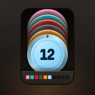 The Coin Cubby app icon: a stack of coins in a pocket, sky-blue coin 12 at the front.
