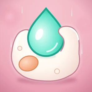 The Plasmatide icon: a round cream immune cell hugging a mint plasma drop on a blush pink background.